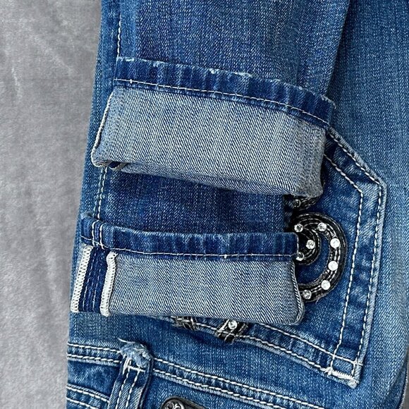 Miss Me Fleur-de-Lise Embellished Pocket Skinny Jean Size 26 - Picture 7 of 13